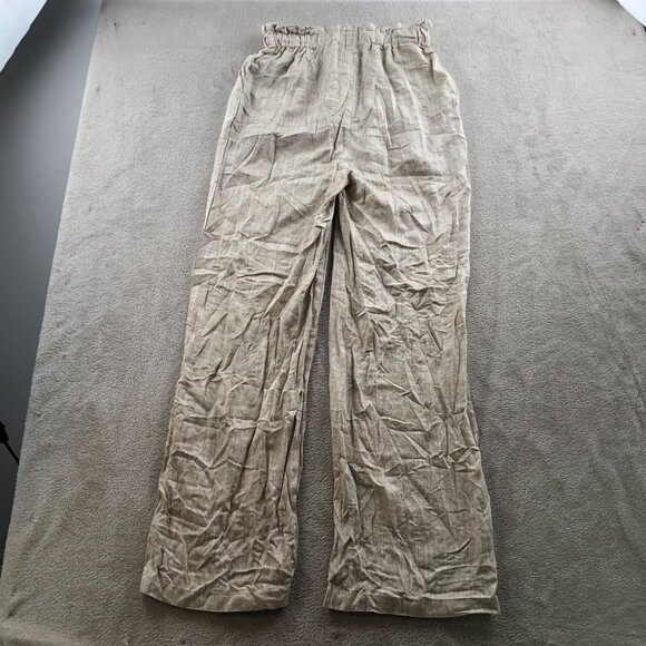 Thread & Supply Womens  Wide Leg Pants Small Beige Casual Linen Drawstring Baggy - Picture 12 of 12
